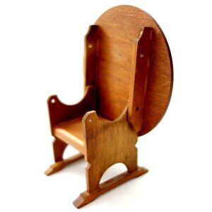 Vintage Shackman Miniature Dollhouse Wood Colonial Round Tilt Top Table Chair
